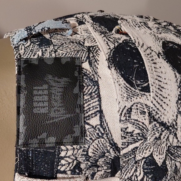 Rebel Vengeance Deep Navy Blue & Light Gray Skull Print Cargo Unisex Pants - Picture 6 of 9